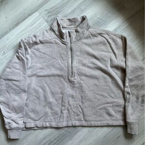 SOLD GUC Girlfriend Collective 50/50 Half Zip Sweater in Tan XXXL/ 3XL